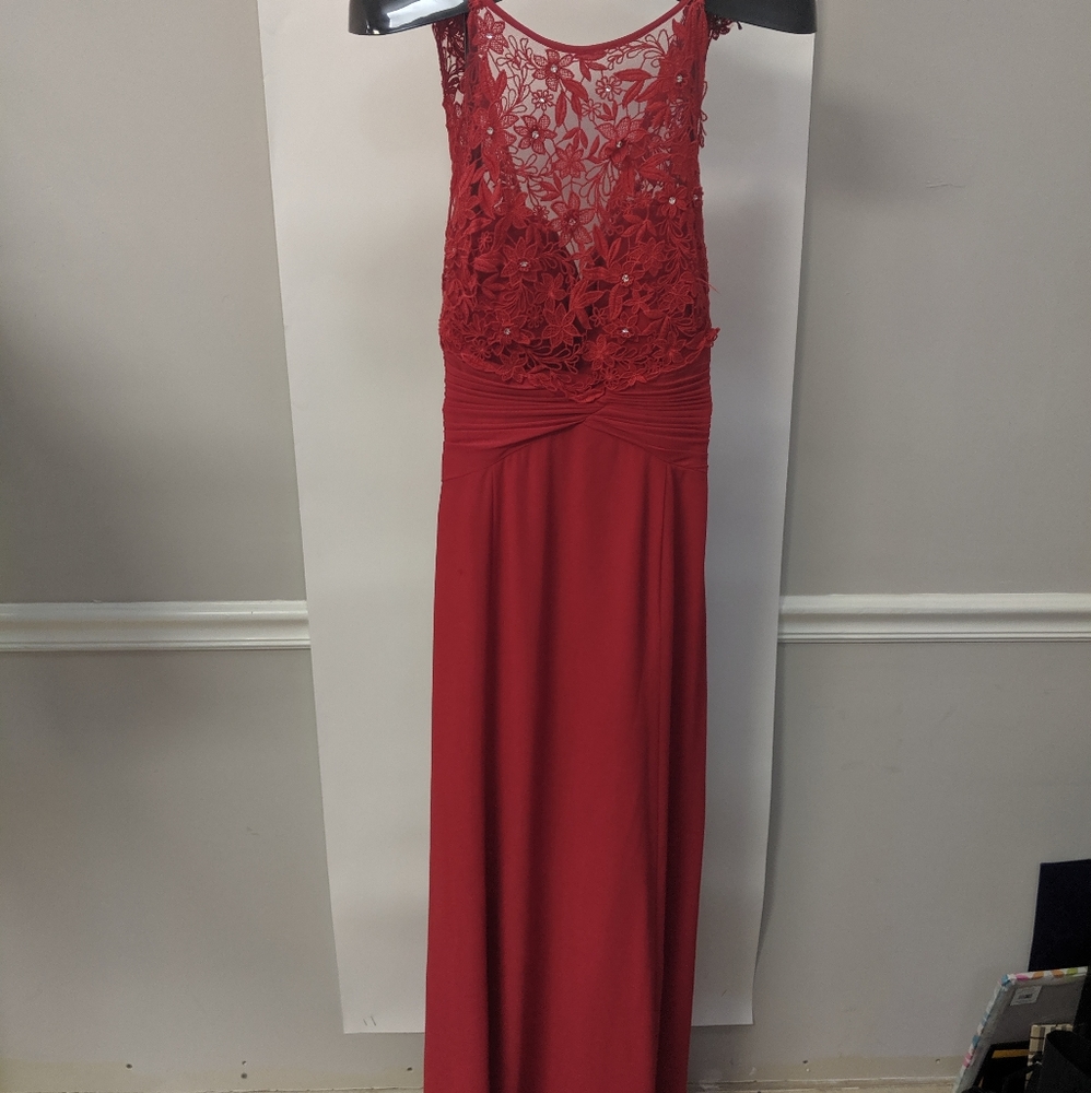 red maxi formal dress